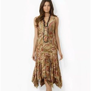 Paisley Print Handkerchief Hem Dress